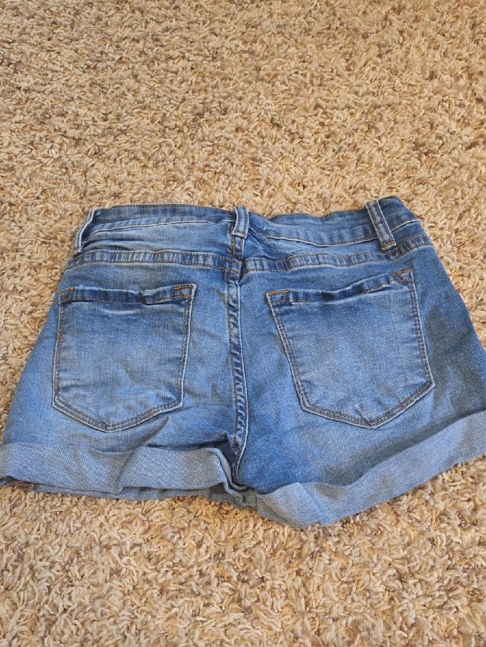 Women's Blue Denim Roll-Cuff Shorts - Picture 4 of 4